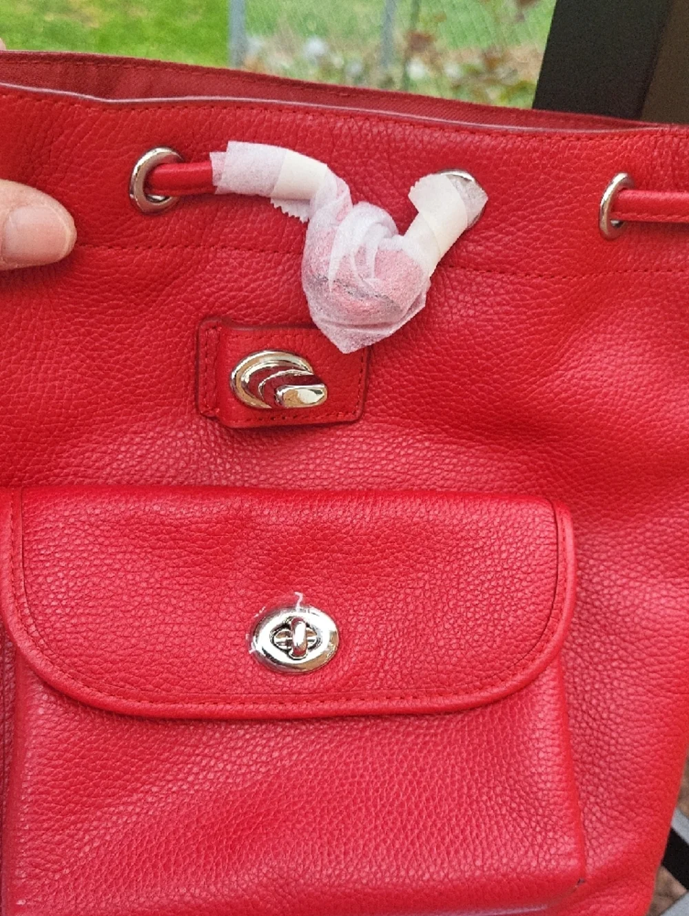 Coach Red Pebbled Leather Mini Turnlock Rucksack Backpack - Picture 12 of 16